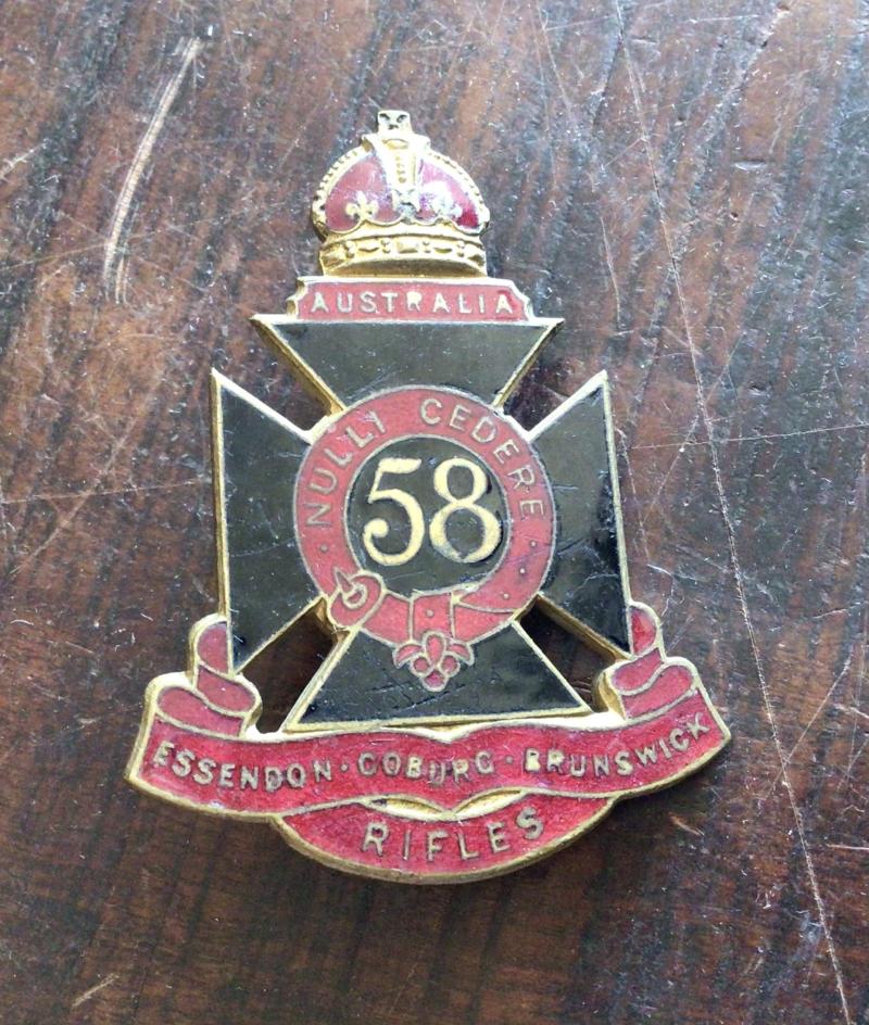 1930-42 58th Infantry Battalion Hat Badge