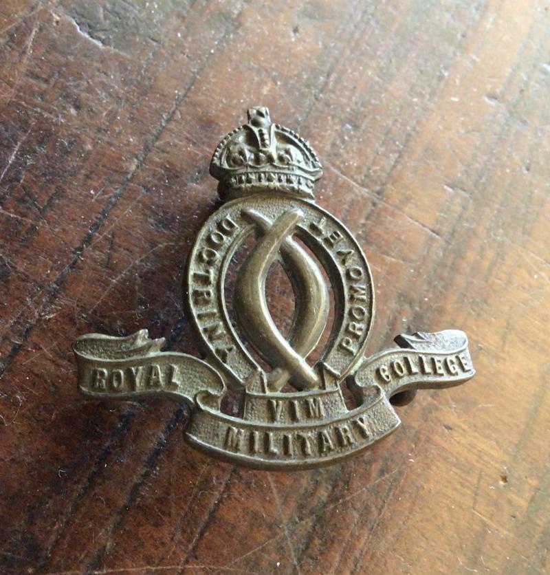 1912-1918 Royal Military College  Cap or Collar Badge