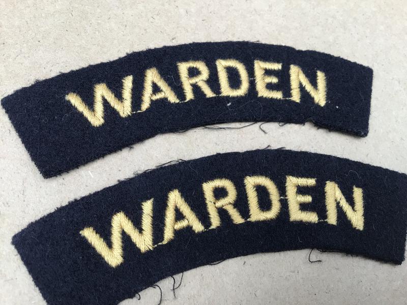 British WW2 Air Raid Precautions Warden Shoulder Titles