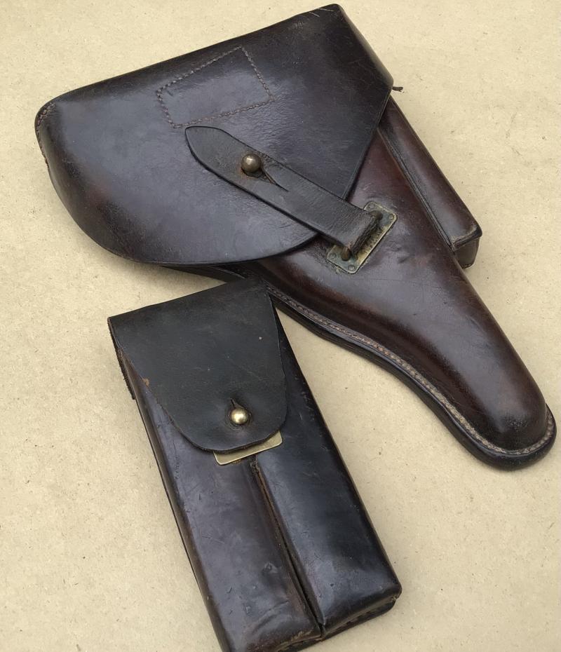 Rare WW2 Portuguese Luger Holster and Twin Magazine Holder